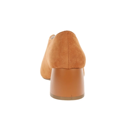 Pomarańczowe zamszowe czółenka zabudowane na obcasie Jezzi