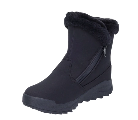 Czarne śniegowce damskie wodoodporne na zamek z futerkiem American Club