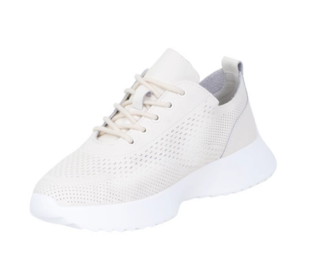 Beżowe skórzane adidasy damskie eleganckie i oddychające VINCEZA