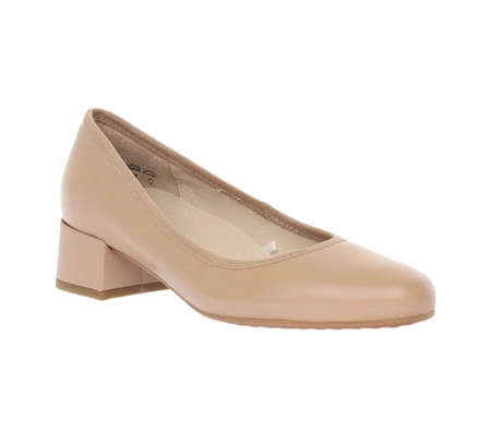 Komfortowe bezowe czółenka płaskie ze skóry naturalnej RYŁKO