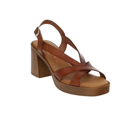 Skórzane hiszpańskie sandały brązowe na obcasie i platformie El Pimpi