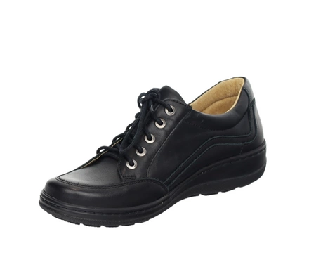 Czarne półbuty damskie skórzane komfortowe Helios 411