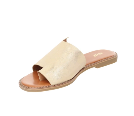 Złote klapki japonki damskie eleganckie Jezzi