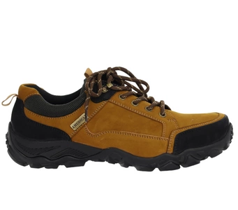 Skórzane męskie buty górskie niskie półbuty brązowe American