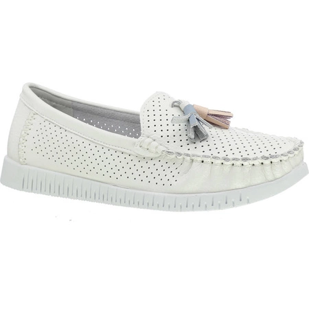 Białe mokasyny damskie skórzane oddychające Jezzi