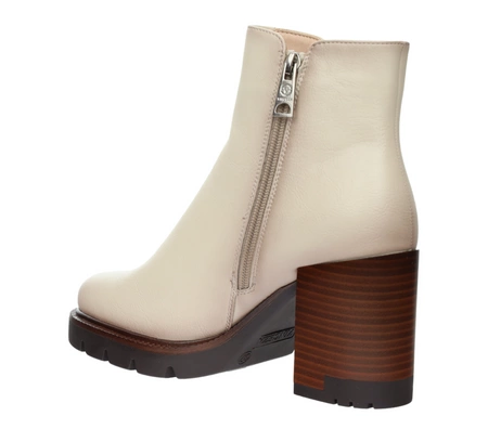 Eleganckie i modne botki na wysokim drewnianym obcasie i platformie VINCEZA