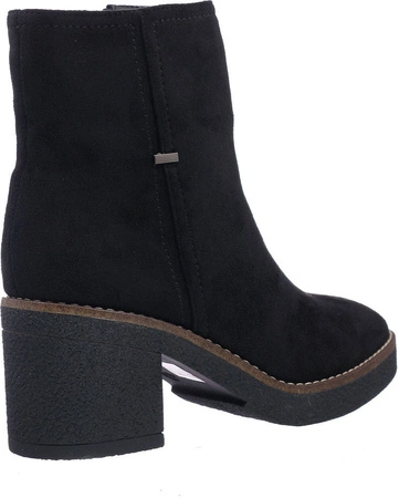 Czarne botki damskie na klocku zamszowe Emma