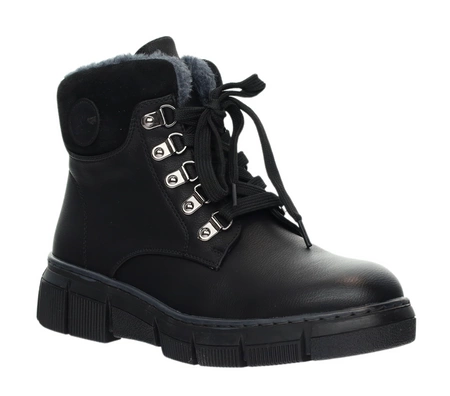 Czarne buty zimowe damskie trzewiki ocieplane