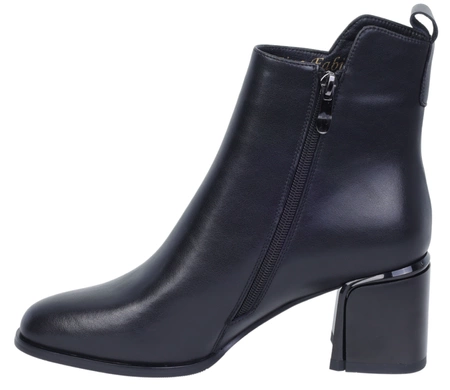 Eleganckie czarne botki damskie ze skóry naturalnej na obcasie Gino Fabiani