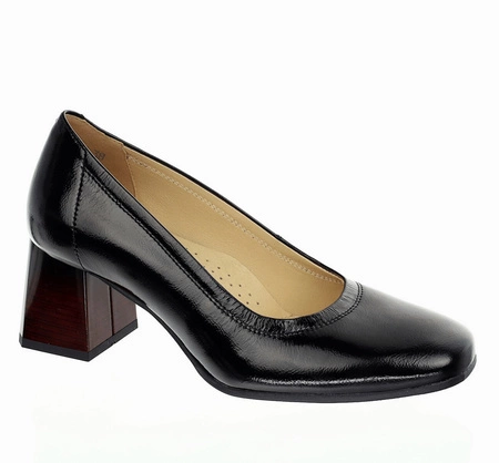 Czarne skórzane buty na obcasie komfortowe i eleganckie Gino Fabiani