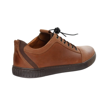 Brązowe skórzane półbuty męskie adidasy elegancko-sportowe adidasy POLBUT