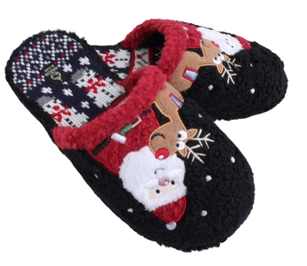 Świąteczne klapki damskie po domu pantofle na prezent na Mikołaja lub Święta