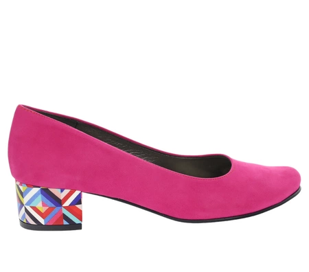 Płaskie fuksjowe czółenka eleganckie ze skóry zamszowej Lily od Azali