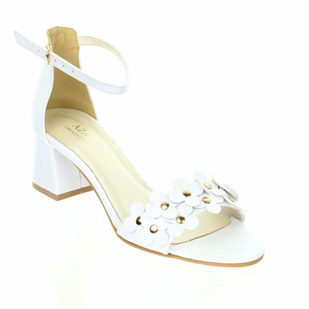 Białe sandały damskie na szerokim obcasie Daisy od Azali