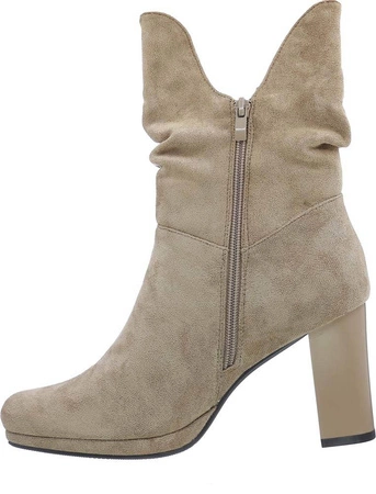 Beżowe botki zamszowe na obcasie i platformie Jezzi