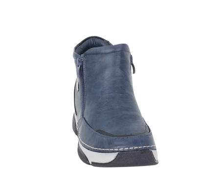 Granatowe botki damskie zimowe ocieplane komfortowe na dwa zamki HAIDRA