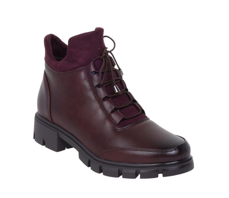 Bordowe buty zimowe damskie na zamek eleganckie i wygodne Jezzi