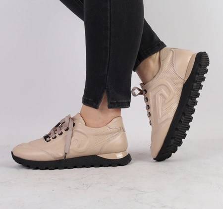 Skórzane adidasy damskie cieliste eleganckie MODO