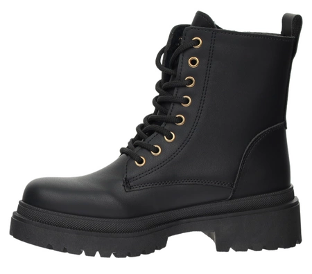 Czarne trapery zimowe damskie ocieplane na zamek NEWS