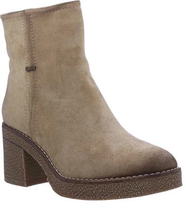 Beżowe botki damskie na klocku na zamek Emma