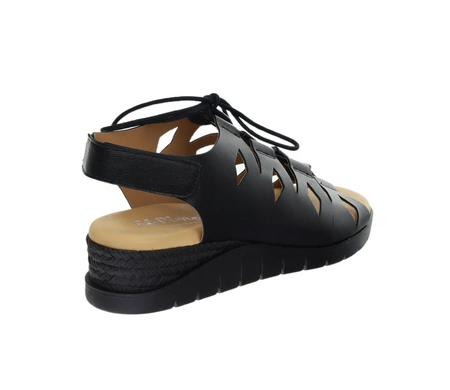 Czarne skórzane sandały damskie jezuski rzymianki Hiszpańskie El Pimpi