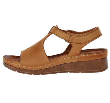 Brązowe skórzane sandały na komfortowej podeszwie Gino Fabiani