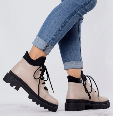 Skórzane botki płaskie buty szyte Polskie Gino Fabiani