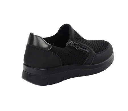 Czarne komfortowe półbuty damskie na zamek sportowe UNISOFT