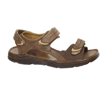 Skórzane brązowe sandały męskie eleganckie komfortowe szyte w Polsce POLBUT