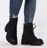 Czarne trapery damskie botki rokowe ocieplane Jezzi