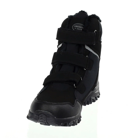 Nieprzemakalne czarne śniegowce na rzepy z odblaskami American Club