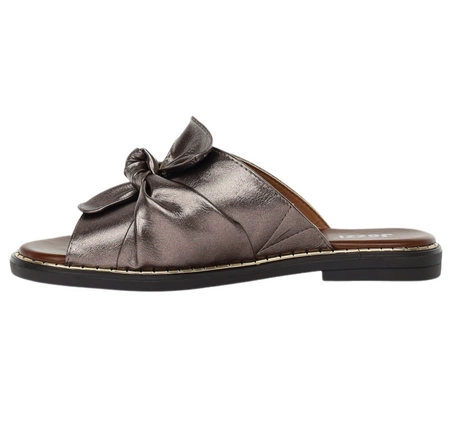 Eleganckie klapki damskie płaskie z ciemną wkładką Jezzi