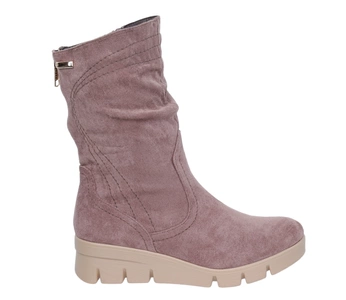 Brązowe buty zimowe damskie na niskiej koturnie Jezzi