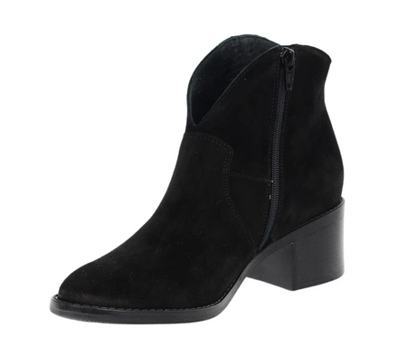 Czarne zamszowe botki kowbojki nieocieplane RYŁKO