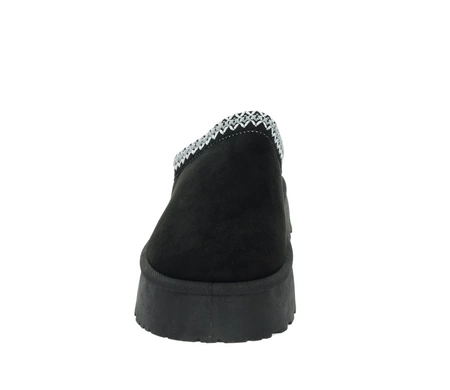 Kapcie czarne EMU ciepłe klapki śniegowce haftowane