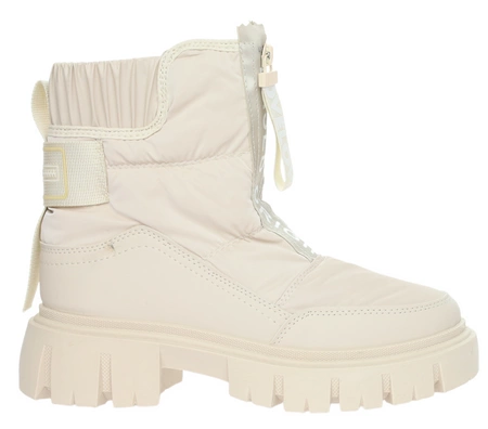 Ciepłe beżowe botki na platformie ocieplane w środku futerkiem