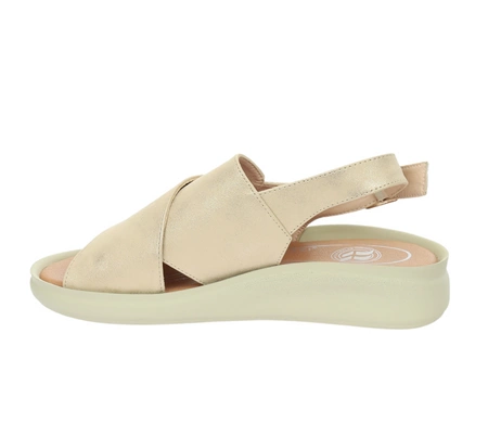 Złote sandały damskie komfortowe i eleganckie Jezzi