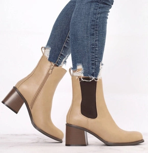 Piękne botki ocieplane w kolorze brązowo-beżowym Jezzi