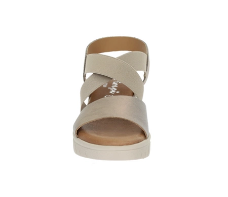 Skórzane sandały damskie na niskiej koturnie Hiszpańskie El Pimpi