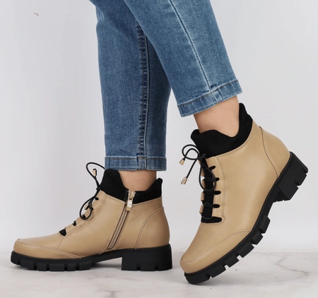 Damskie zimowe traperki buty trekkingowe z eko skóry Jezzi