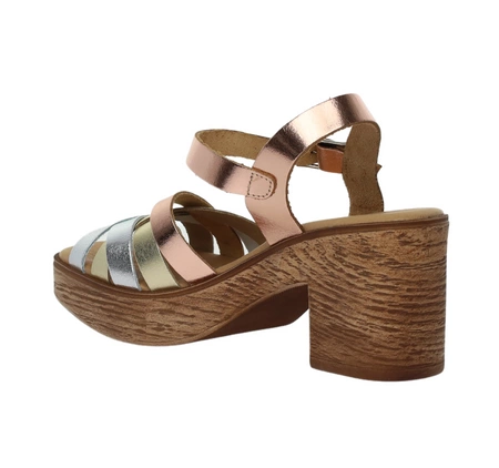 Eleganckie skórzane sandały na lekkiej platformie i klocku El Pimpi - Made in Spain