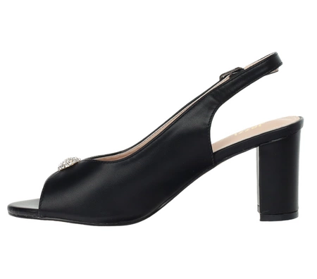 Czarne eleganckie sandały na obcasie zabudowane Jezzi