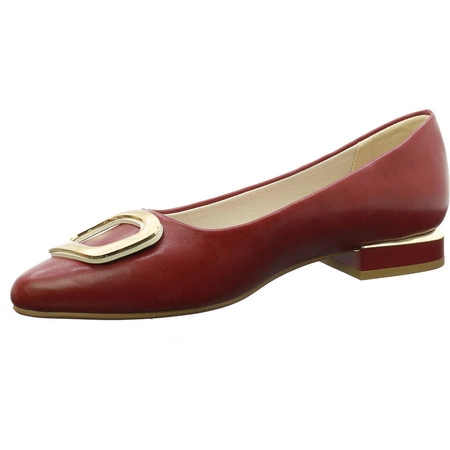 Bordowe baleriny damskie eleganckie z klamrą Jezzi