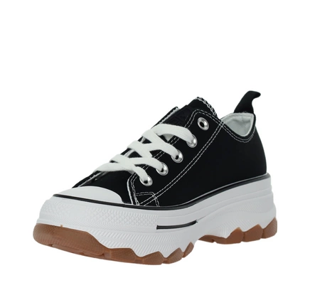 Czarne adidasy trampki damskie na grubej podeszwie platformie NEWS