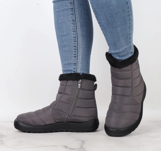 Szare śniegowce damskie ciepłe botki wodoodporne zimowe Jezzi