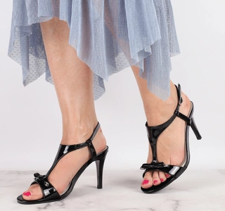 Sandały damskie taneczne czarne na szpilce cienkim obcasie Jezzi ASA124-1