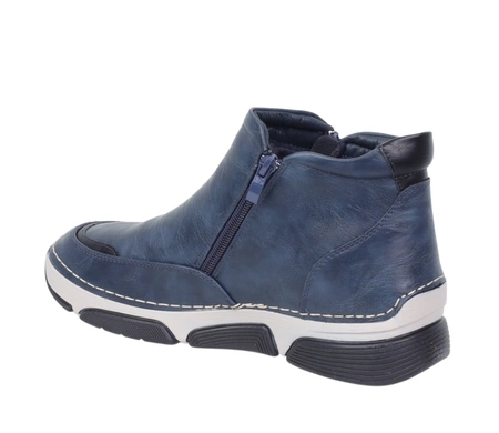 Granatowe botki damskie zimowe ocieplane komfortowe na dwa zamki HAIDRA