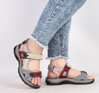 Kolorowe sandały damskie skórzane na rzepy sportowe UNISOFT