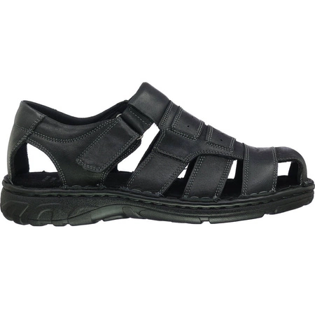 Skórzane sandały męskie na rzep czarne American Club