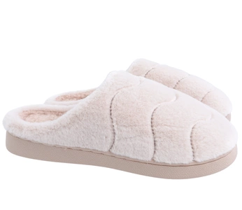 Beżowe mięciutkie kapcie damskie ciepłe zabudowane